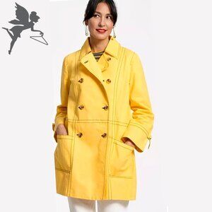 FRANCIS VALENTINE Double Breasted Cotton Trench Coat With Contrast Stitching